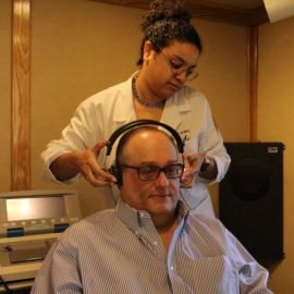 man having hearing test
