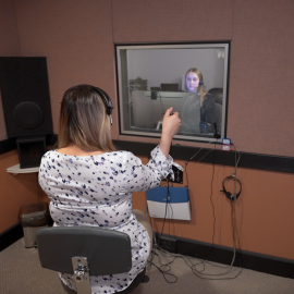 woman having hearing test