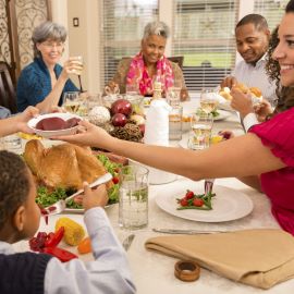 Family at holiday table
