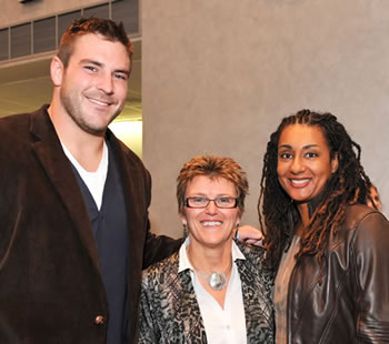 Philadelphia Eagles offensive guard, Todd Herremans; The Eye Institute's Vice President for Patient Care Services, Dr. Susan Oleszewski; and President of Philadelphia Academies, Inc., Lisa Nutter celebrate the success of the third annual event. Looking Out For Kids Charity Fundraiser - 2009