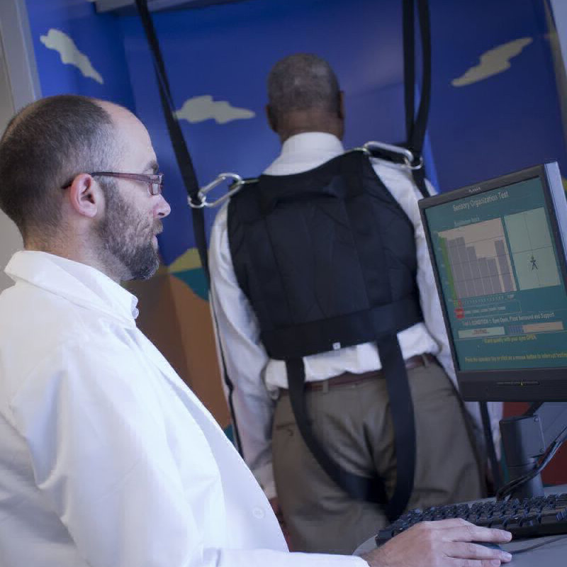 audiologist giving balance test