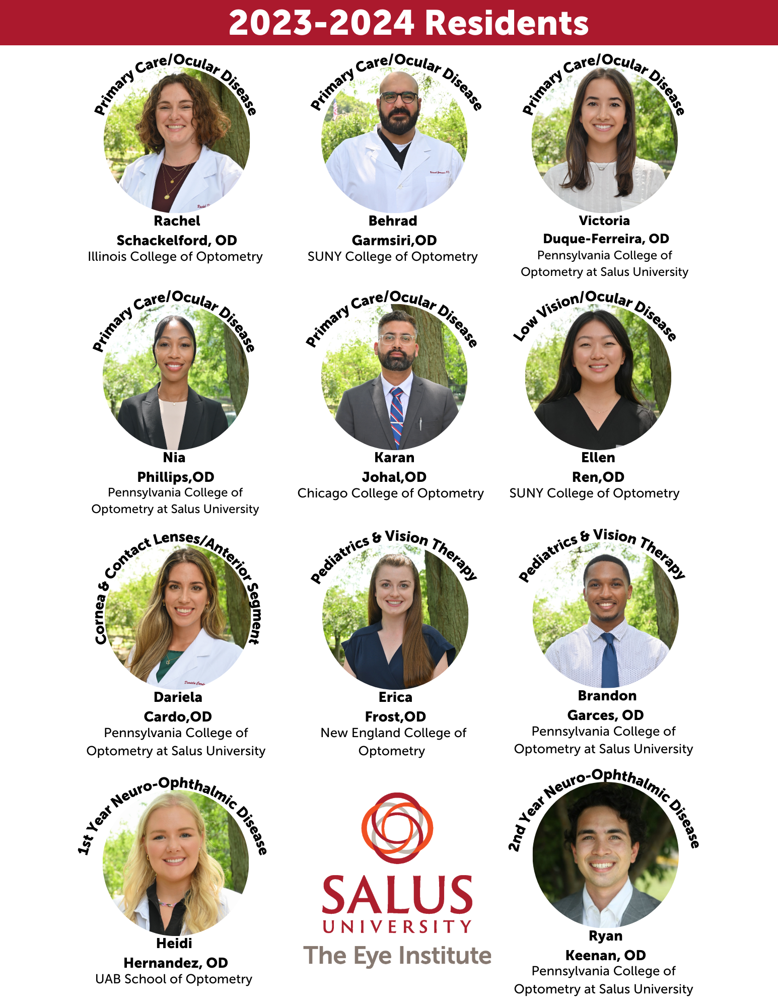 photo list headshot of our 2023-2024 residents