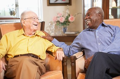 senior citizens talking