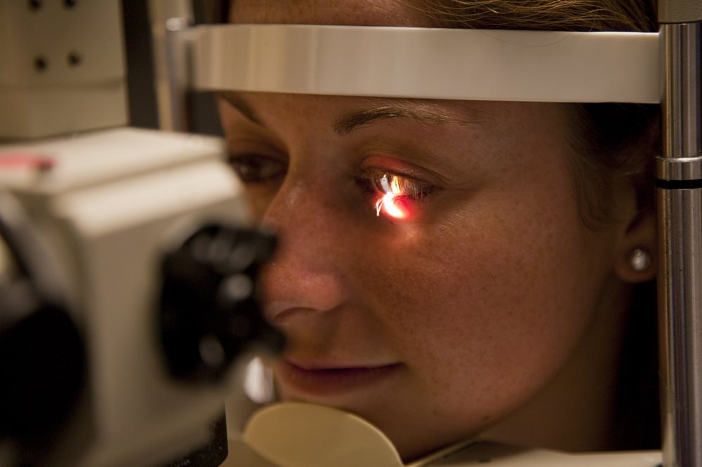 woman getting eye exam