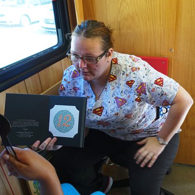 Colorblindness test being given