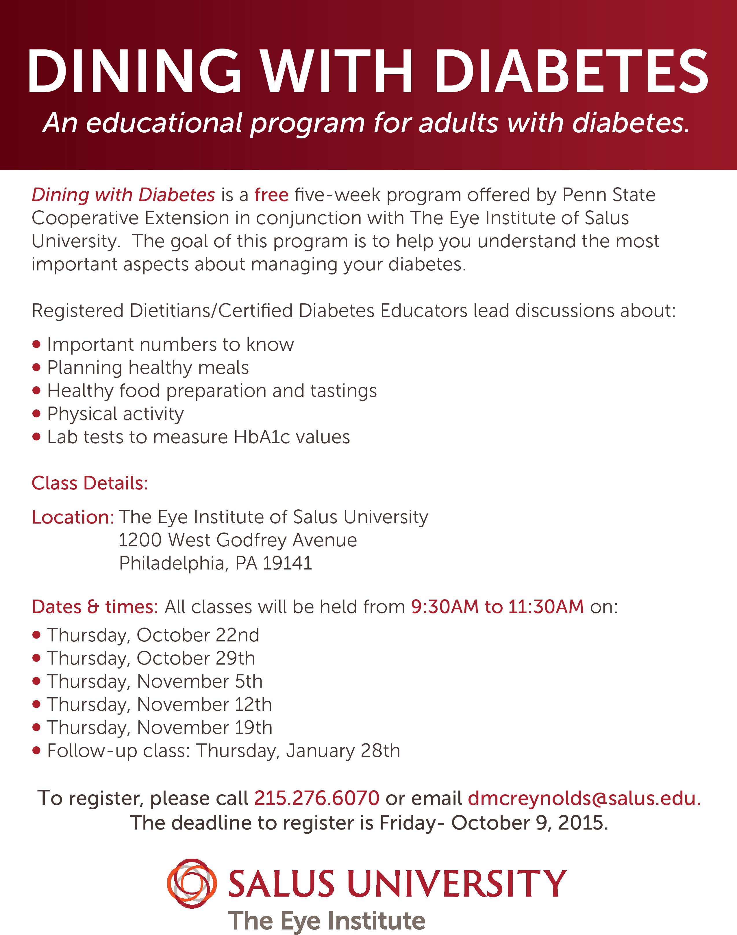 Dining with Diabetes flyer