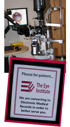 sign that says "Please be patient, we are converting to electronic medical records in order to better serve you"