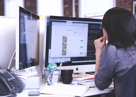 Student in front of computer screen